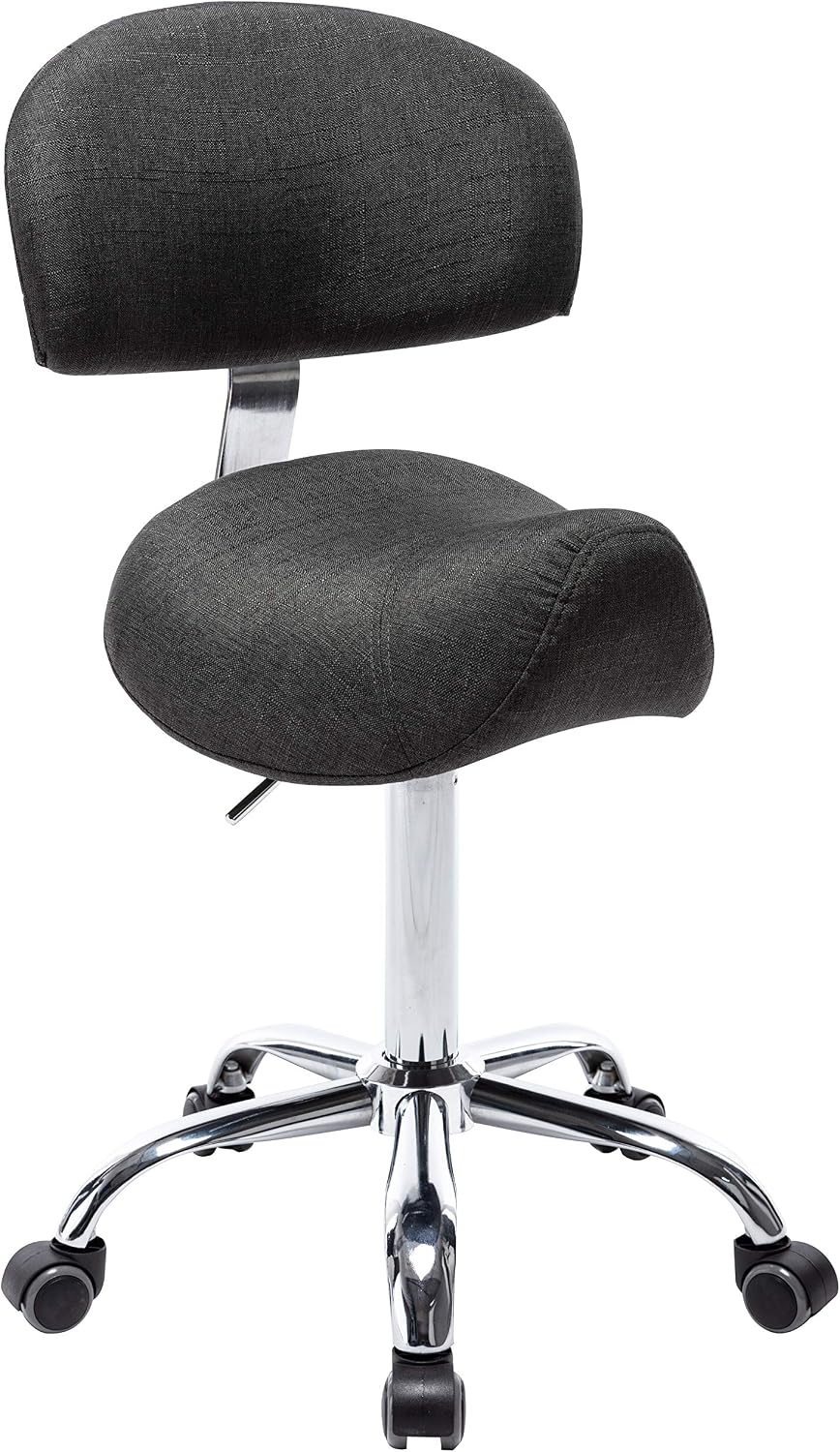 Sattelhocker MULY BIGBACK Lehne, Sitzhöhe bis ca. 74cm, Stoff-Grau | 1stuff-Markenqualität, Sattelst