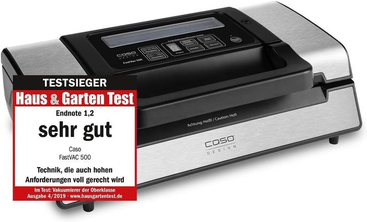 Caso 1409 FastVac 500 Gewerbevakuumierer - Edelstahl Vakuumierer für den professionellen Gebrauch &