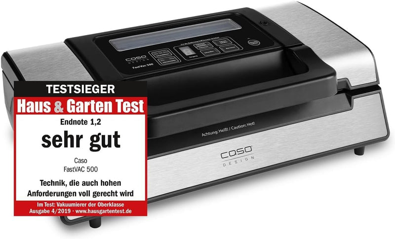 Caso 1409 FastVac 500 Gewerbevakuumierer - Edelstahl Vakuumierer für den professionellen Gebrauch &