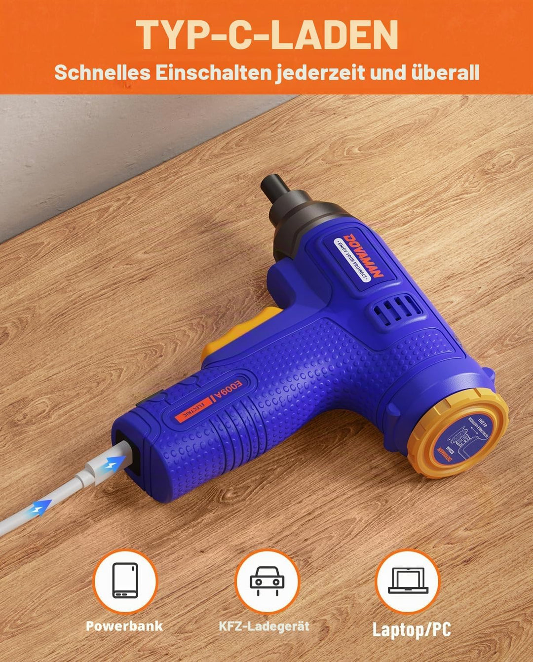 DOVAMAN E009A 6NM Akkuschrauber, Integrierte Bit-Aufbewahrung, Type-C-Schnellladung, LED, 4V Tragbar