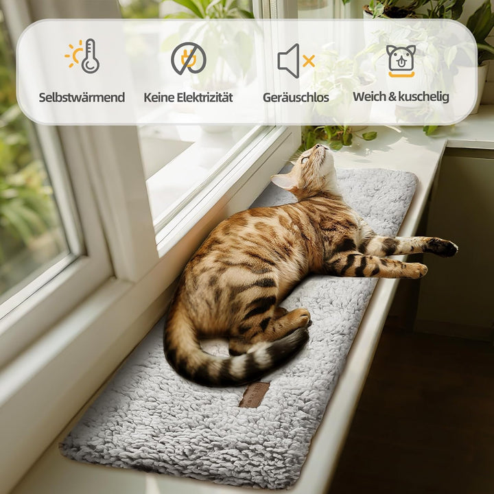 Mora Pets Katzen Fensterliege Katzenbett Fensterbank rutschfest, Selbstheizende Katzendecke für Fens
