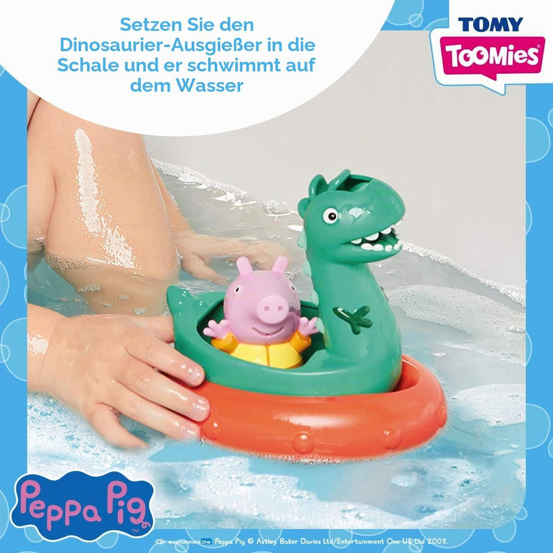TOMY Toomies George & Dinosaurier Badeinsel, Baby-Badespielzeug, spassiges Bade-Accessoire und Wasse