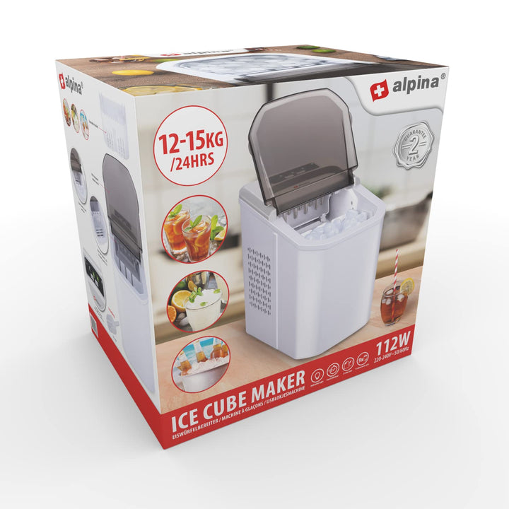 alpina Eiswürfelmaschine - 2 Grössen von Eiswürfeln - Eiswürfelbereiter - Produktion in 10-12 Minute