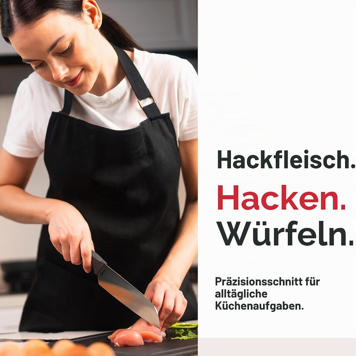 Zyliss Santokumesser, 15 cm scharfer Edelstahl mit nachhaltigem, rutschfestem Griff aus Weizenstroh,