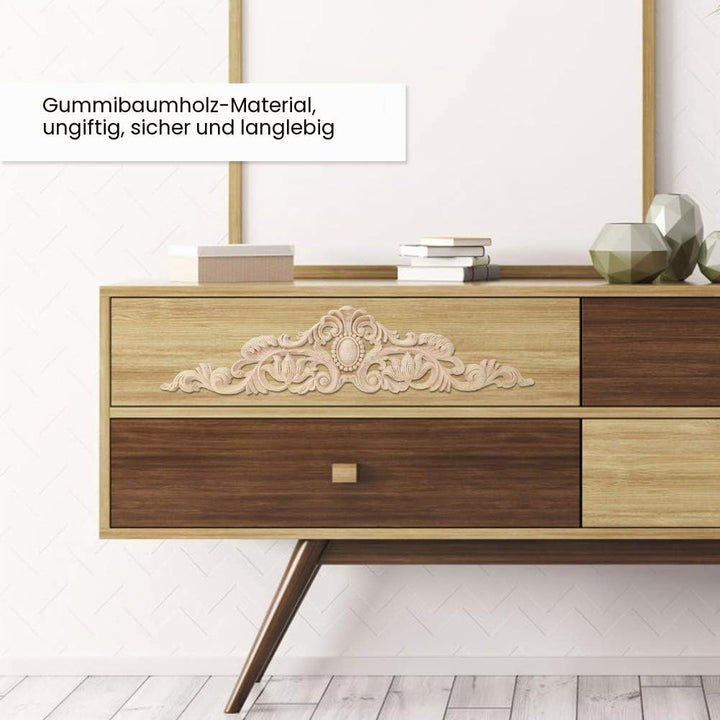 Holzapplikation, 1 Stück Holz geschnitzte lange Applikation 50x12cm DIY Möbel Dekoration für Schrank