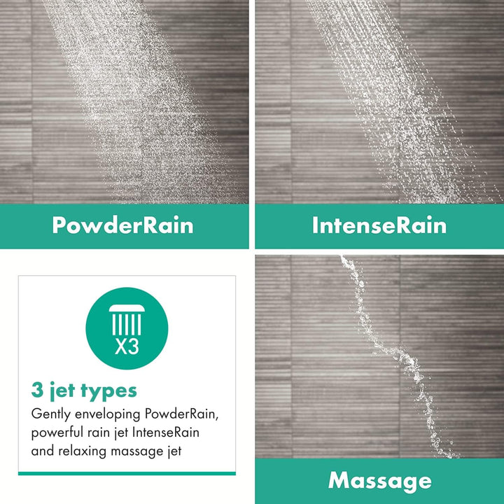 hansgrohe Pulsify Select S - wassersparender Duschkopf 9 l/min (EcoSmart), Handbrause mit 3 Strahlar