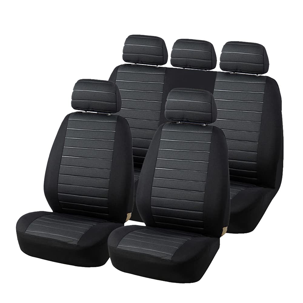 TOYOUN Autositzbezüge Full Set Universal Fit Jacquard Tuch Auto Sitzbezüge Set Grau Sitzbezüge Auto