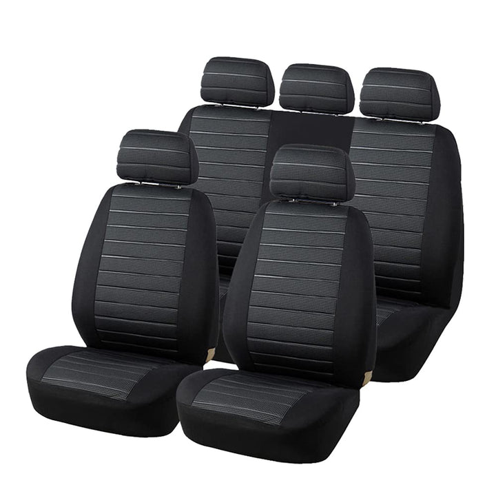 TOYOUN Autositzbezüge Full Set Universal Fit Jacquard Tuch Auto Sitzbezüge Set Grau Sitzbezüge Auto