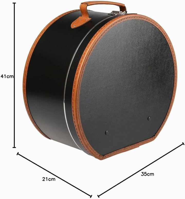 Lierys runder Hutkoffer - Masse: 40 cm x 21 cm - grosse Hutschachtel mit Kunstleder - Hutbox zur Auf