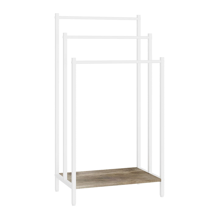 Relaxdays Handtuchständer mit Ablage, HxBxT: 81 x 43 x 28 cm, Holzoptik, 3 Stangen, stehender Handtu