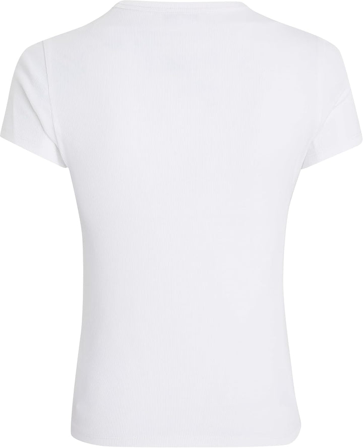 Tommy Jeans Damen Tjw Slim Essential Rib Ss S/S Strickoberteile S Weiss, S Weiss