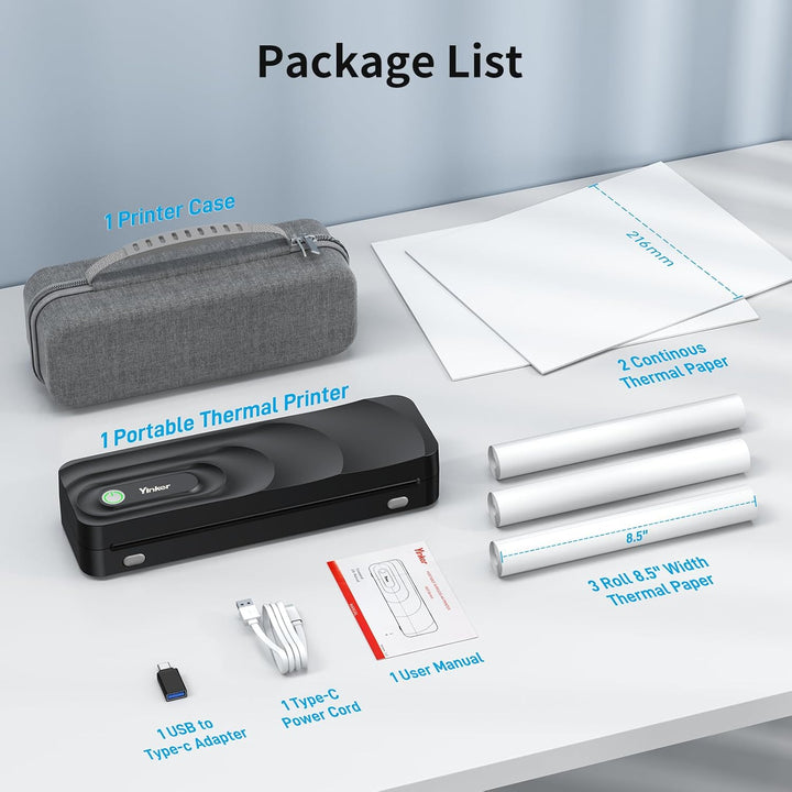 Tragbarer Thermodrucker A4 Bluetooth-Thermodrucker ohne Tinte, unterstützt US/A4 Thermopapier kompat