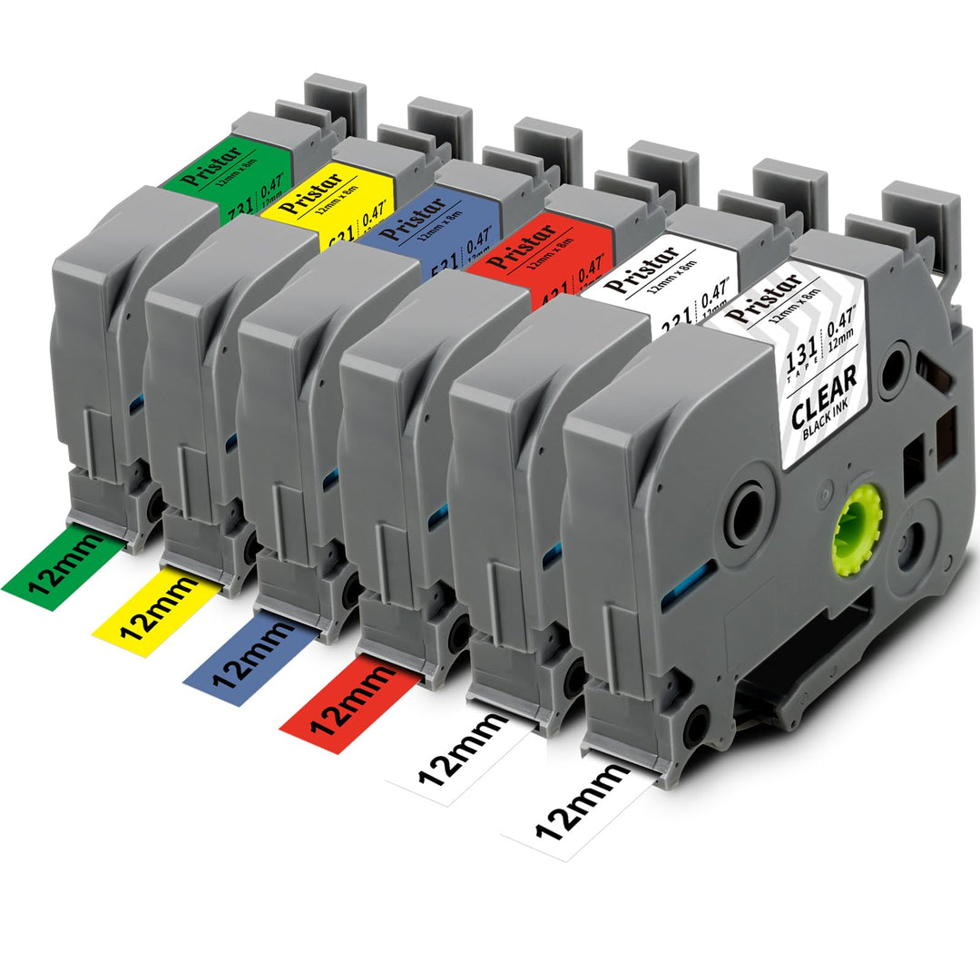 Pristar 6x Kompatible Tze 12mm 0.47 Schriftband für Brother TZe-231 TZe-131 TZe-431 TZe-531 TZe-631