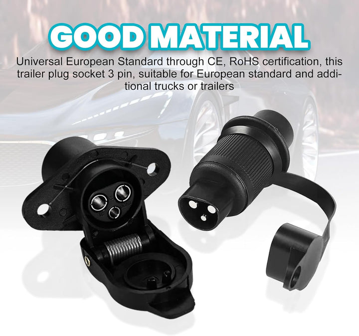 4 Stück Stecker 3 Polig und Steckdose 3 Polig,3 Polig Traktor Stecker Steckdose 12V,Anhänger Stecker
