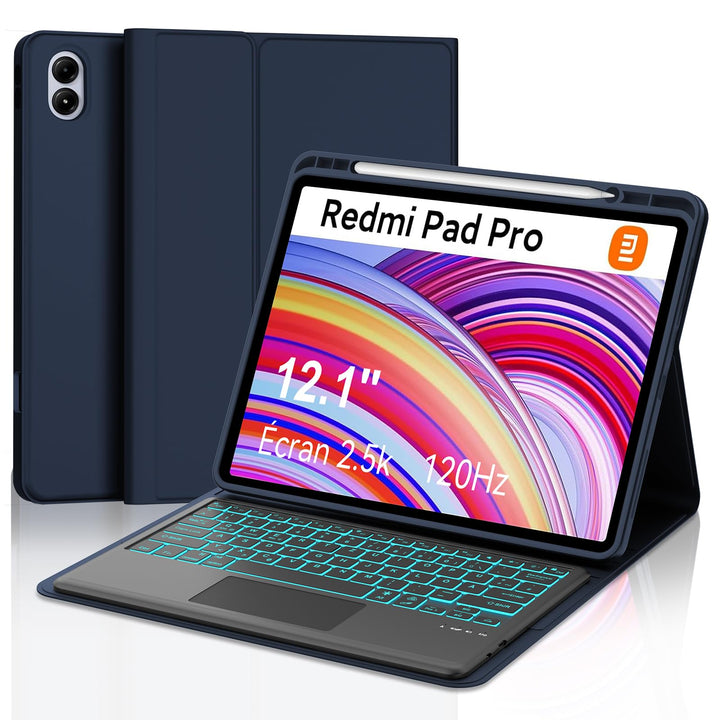 Xiaomi Redmi Pad Pro 12.1 Tastatur Hülle - Xiaomi Pad Poco 12.1 Zoll 2024, Multi Touch Trackpad, 7 F