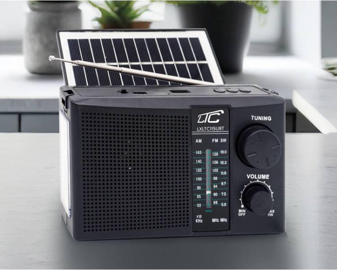 LTC LXLTC115UBT NER Tragbares Radio mit Solarpanel,Teleskopantenne und Bluetooth-Konnektivität, FM/A