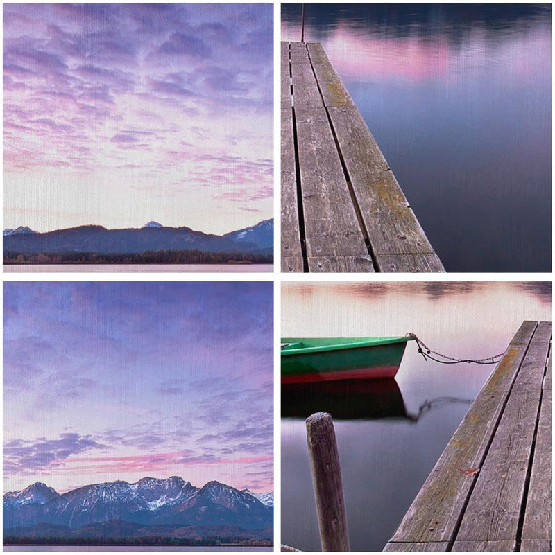 Wandbilder Dekoration Wohnzimmer See Berge Wasser Panorama Bilder auf Leinwand 120x50cm Leinwandbild