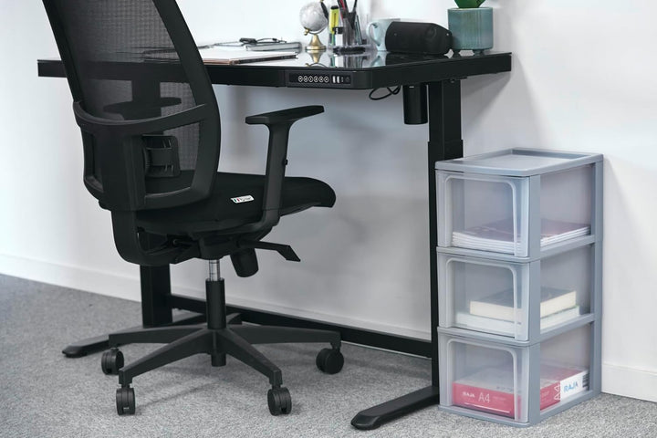 Iris Ohyama, Kunststoff Schubladenbox mit 3 tiefen Schubladen, Grau, Easy-Pull-System, A4, A5 & A6 F