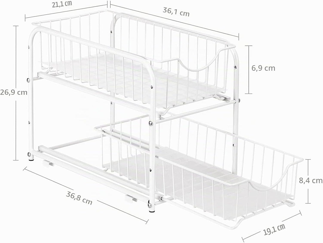 CADUKE Unterwaschbecken-Organizer mit Schubladenkorb, 2er-Pack, Schiebeschrank-Organizer mit Metall,