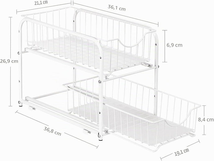 CADUKE Unterwaschbecken-Organizer mit Schubladenkorb, 2er-Pack, Schiebeschrank-Organizer mit Metall,