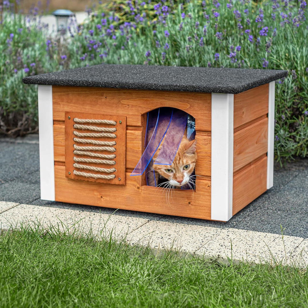 Outentin Katzenhaus Outdoor Winterfest - Katzenhäuschen für Draussen - Isolierte Schutzhütte - Wasse