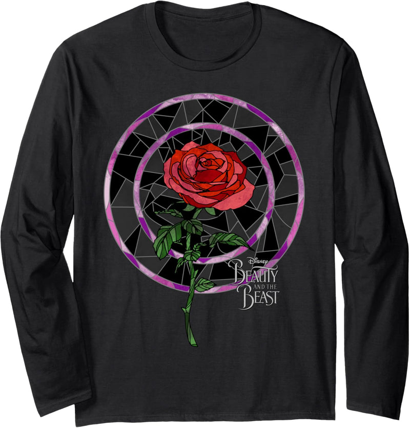 Disney Beauty And The Beast Stained Glass Rose Circle Langarmshirt