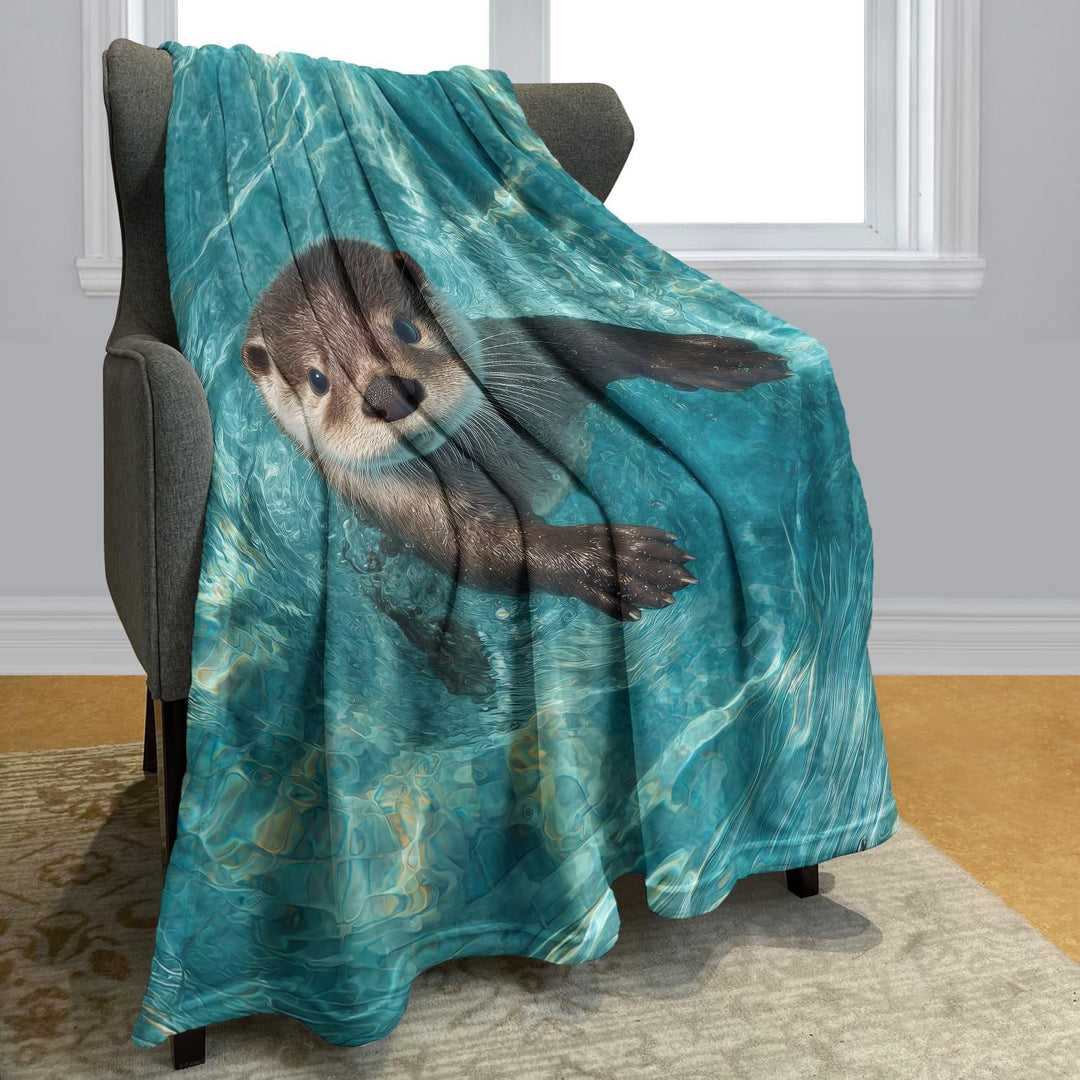 YISUMEI Kuscheldecke mit Hyperrealistischer Otter, Super weiches Fleece, Überwurfdecke für Bettwäsch