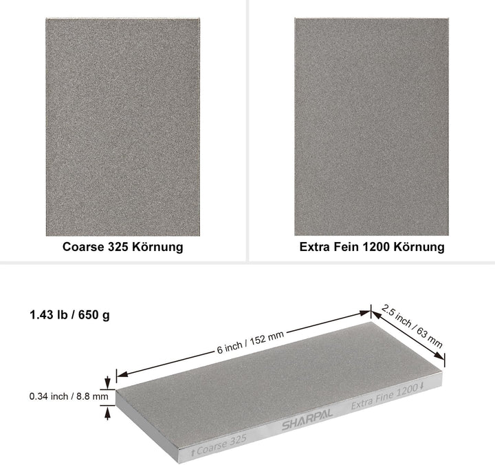 SHARPAL 156N Diamant-Schleifstein Abziehstein mit Aufbewahrungsbox, Dual Körnung, grob/extrafein, We