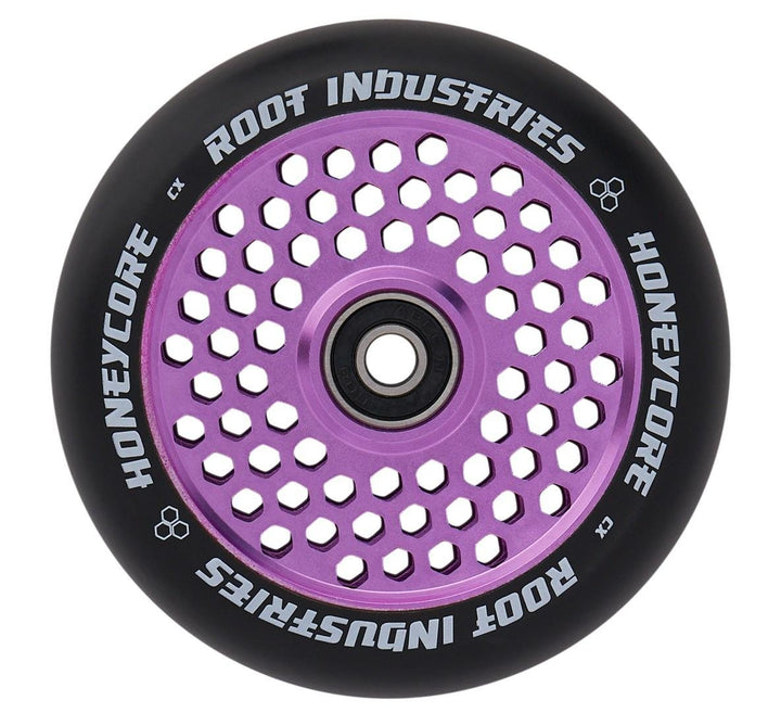 Root Industries Air Honeycore 120mm Stunt-Scooter Rolle + Fantic26 Sticker (Lila/Pu Schwarz) Lila /