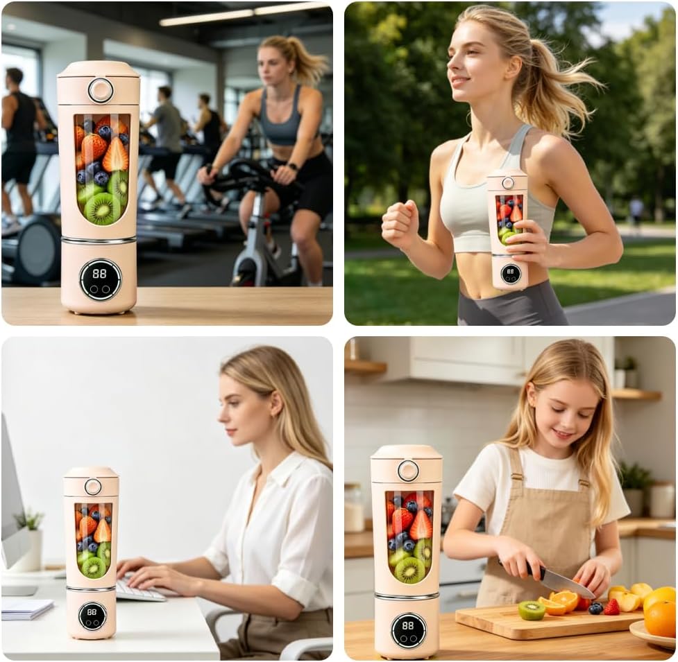 Tragbarer Mixer 700ml, Wiederaufladbar Mini Mixers with Digital Display, Mixer to Go for Milkshakes,