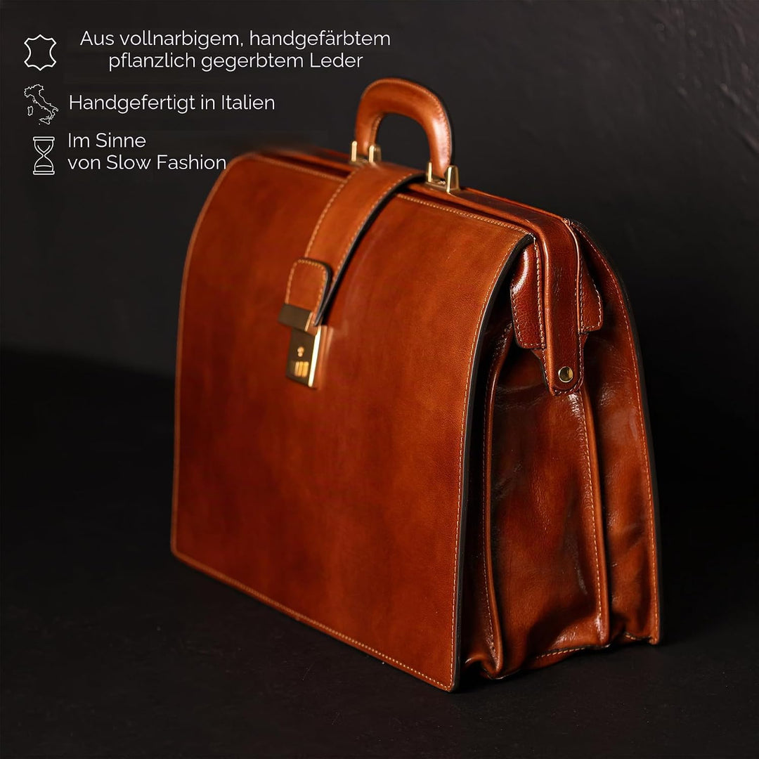 Time Resistance Aktentasche für Herren aus 100% Leder - Handgefertigt in Italien - Arbeitstasche - B