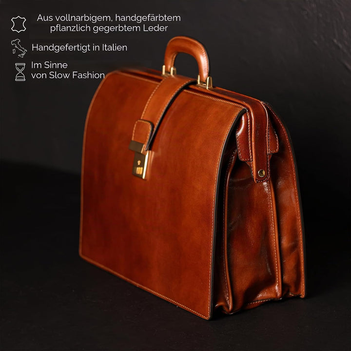 Time Resistance Aktentasche für Herren aus 100% Leder - Handgefertigt in Italien - Arbeitstasche - B