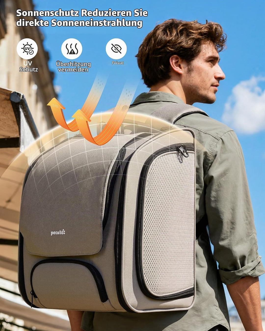 pecute Katzenrucksack Erweiterbar Bubble Haustier Rucksack mit Netzfenster, Tragbare und Faltbare Ka