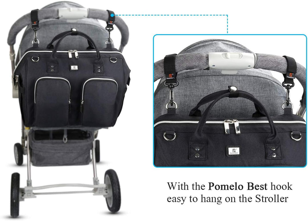 Pomelo Best Wickeltasche mit wasserdicher Wickelunterlage und 2 Kinderwagen Haken verstellbare Schul