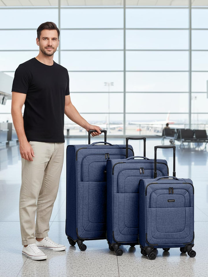 REDOLZ Koffer-Set 3-teilig für Damen & Herren | leichte & stabile Reise-Trolleys, hochwertiges Softc