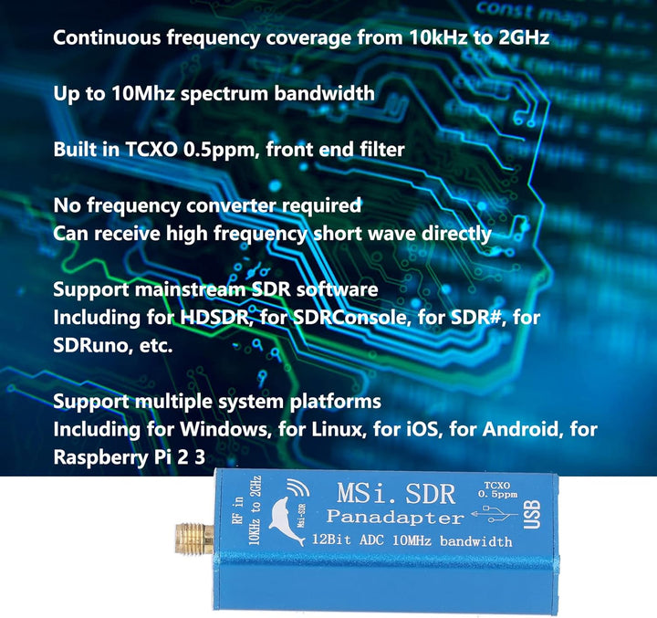MSI.SDR, Eingebauter TCXO 0,5 ppm SDR-Empfänger mit Front-End-Filter für RSP1-Software