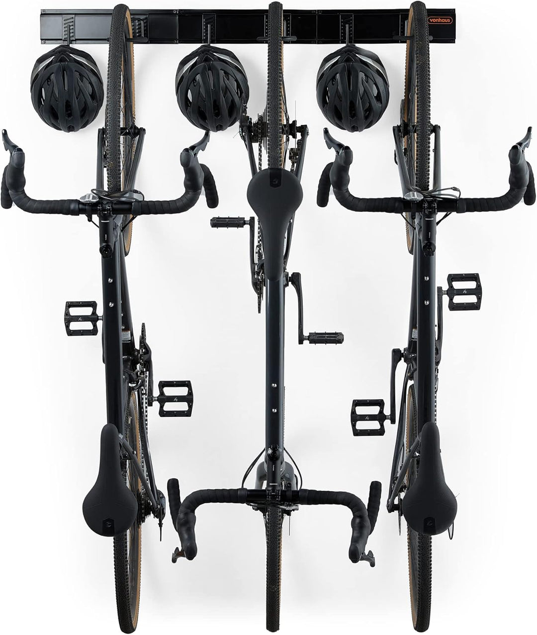 VonHaus Fahrrad Wandhalterung Set für 3 Fahrräder und 3 Helme – Platzsparende, vertikale Fahrradhalt