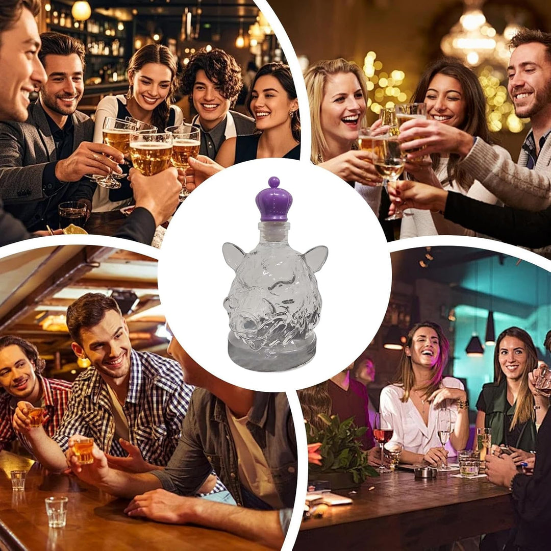 Weinflaschen | Wildschwein Whiskey Flasche Kunst Skulptur - Wohnaccessoire Sammlerstück für Bourbon