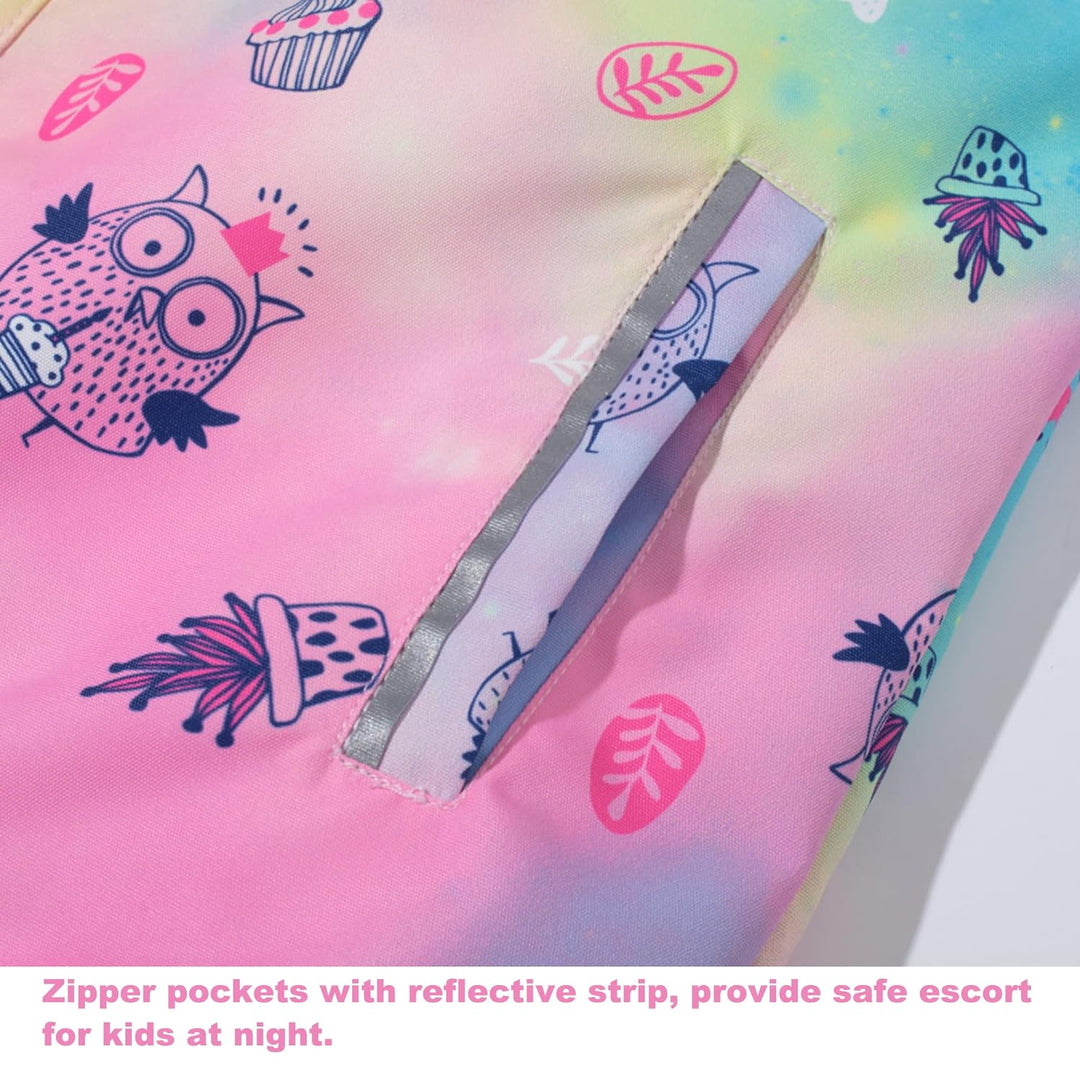 Mädchen Regenjacke - Regenmantel mit Kapuze Outdoor Wasserdichte Jacke Kinder Softshelljacke Übergan