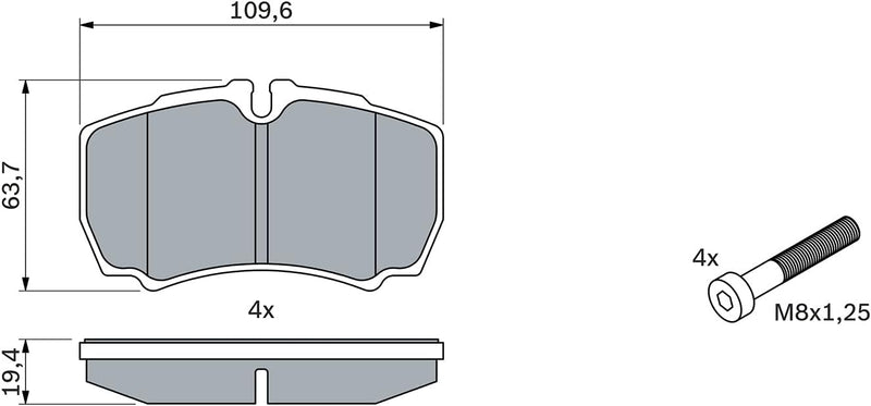 Bosch BP459 Bremsbeläge - Hinterachse - ECE-R90 Zertifizierung - vier Bremsbeläge pro Set