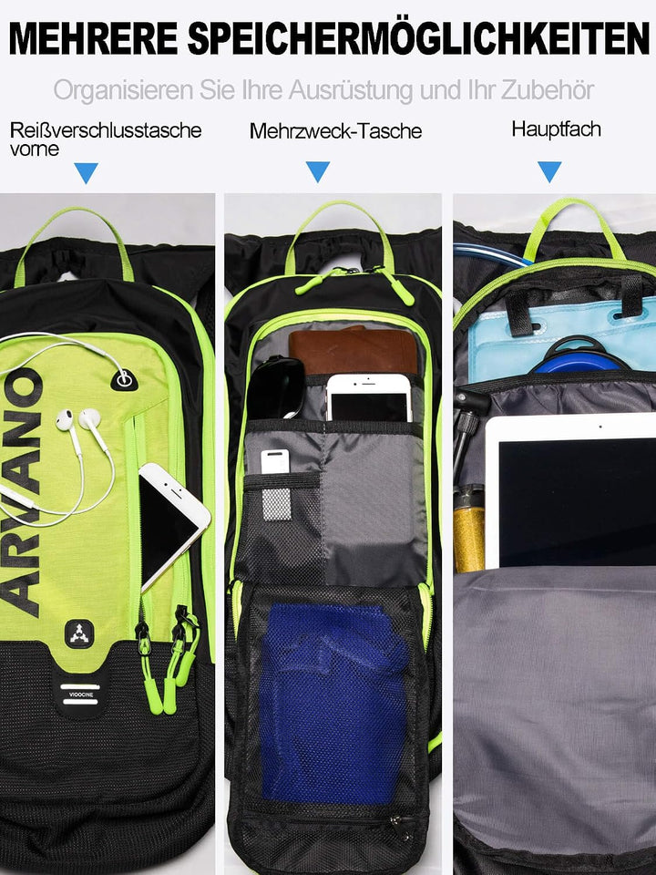 Fahrradrucksack Trinkrucksack 6L Klein Rucksack mit Trinkblase 2L, Ultraleicht Bike Rucksack Skiruck