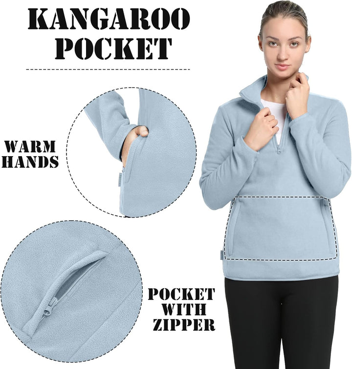 33,000ft Damen Fleece Pullover mit Halbreissverschluss Fleeceshirt Winter Warm Ski-Pullover Microfle