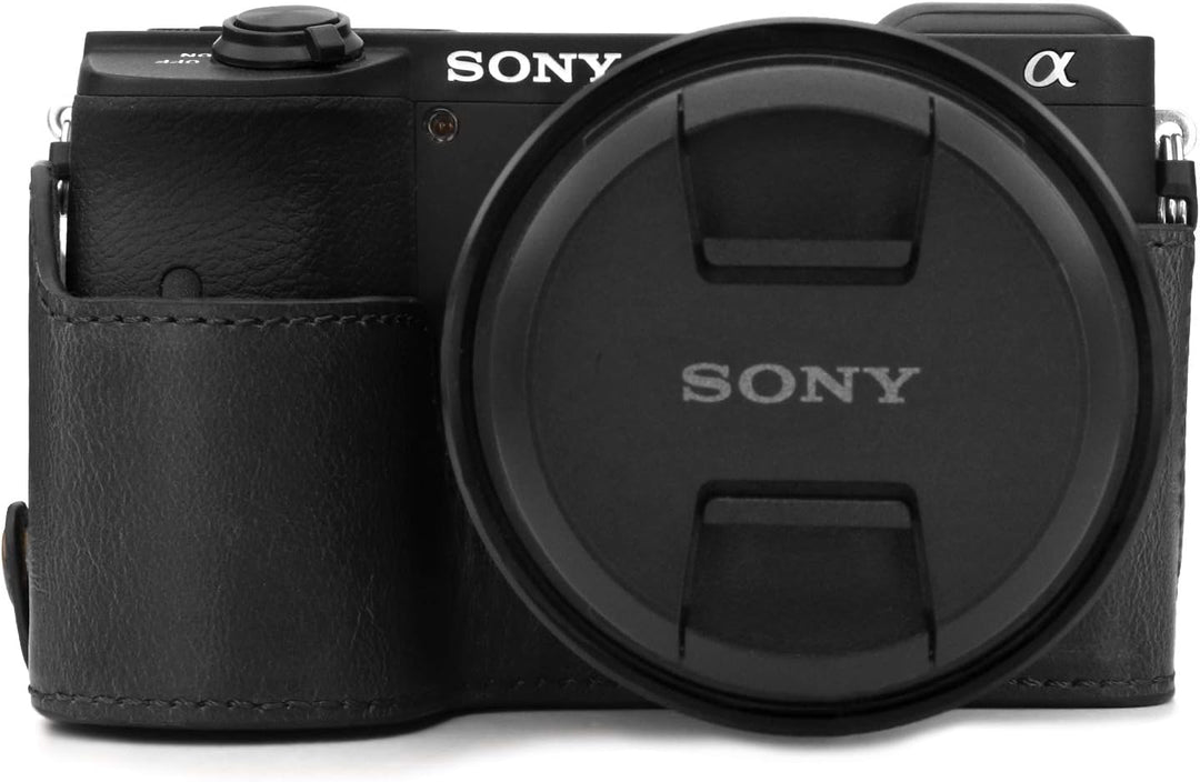 MegaGear MG1807 Ever Ready Kameratasche aus Leder, für Sony Alpha A6600, Schwarz, schwarz