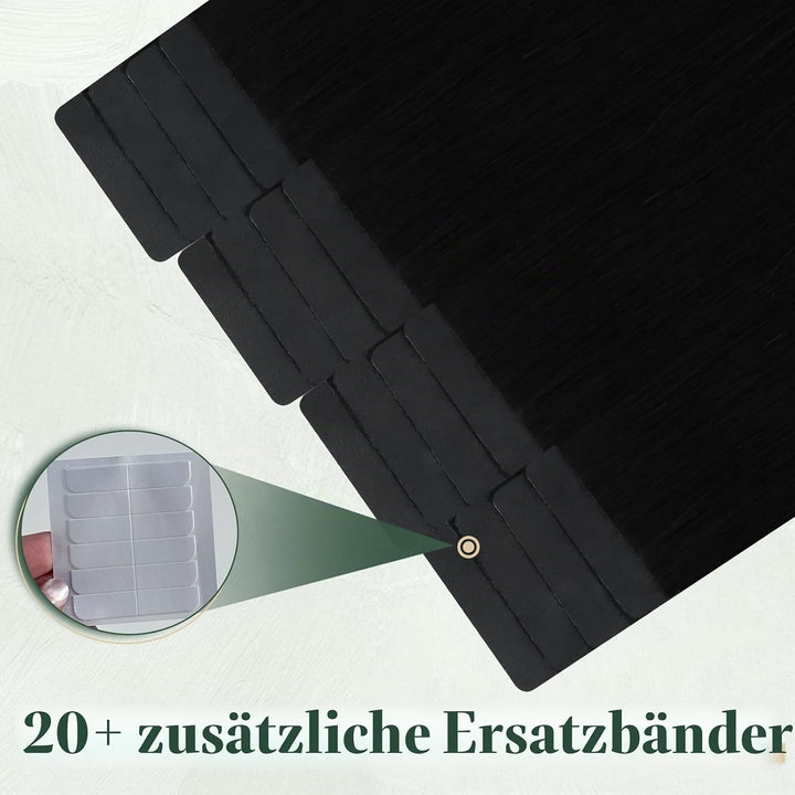 Ugeat Echthaar Extensions Tape 55cm Schwarz Echthaar Tape Extensions Echthaar Tape Schwarz Haarverlä