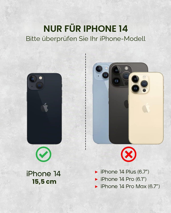 Porter Riley - Lederhülle für iPhone 14. Premium Echtleder Standhülle/Ledertasche/Brieftasche mit [K
