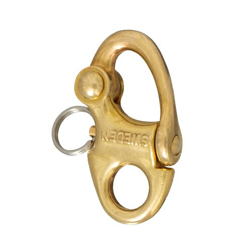 Schweden Schnappschäkel mit festem Auge 30mm Messing/Bronze ohne Ring