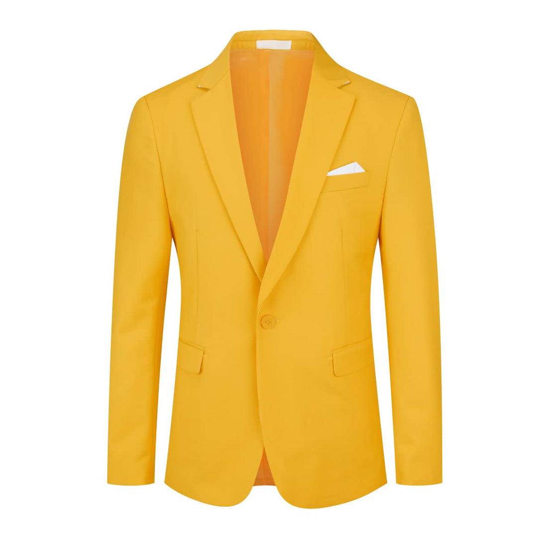 YOUTHUP Herren Sakko Slim Fit Anzugjacke für Business Hochzeit Eleganter 1 Knöpfen Blazer XS Gelb, X