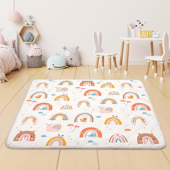 Krabbelmatt Baby 127x127cm,Faltbar Spielmatte Baby,Weiche Dicke Krabbeldecke maschinenwaschbare für