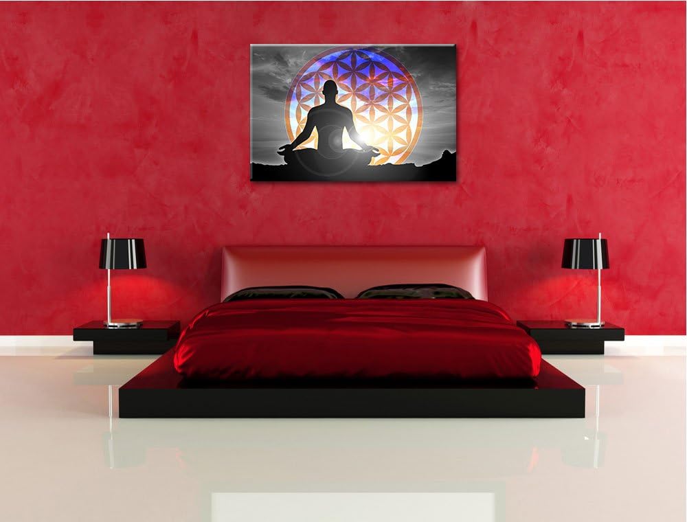 Dark Blume des Lebens schwarz/weiss Format: 100x70auf Leinwand, XXL riesige Bilder fertig gerahmt mi