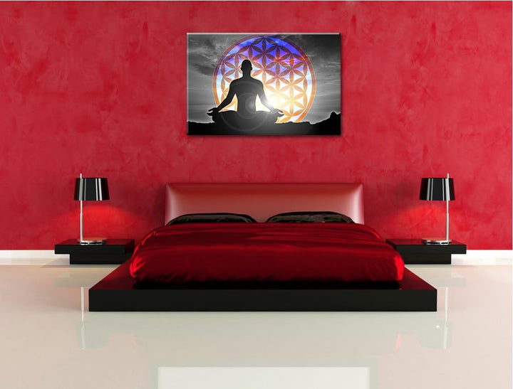 Dark Blume des Lebens schwarz/weiss Format: 100x70auf Leinwand, XXL riesige Bilder fertig gerahmt mi